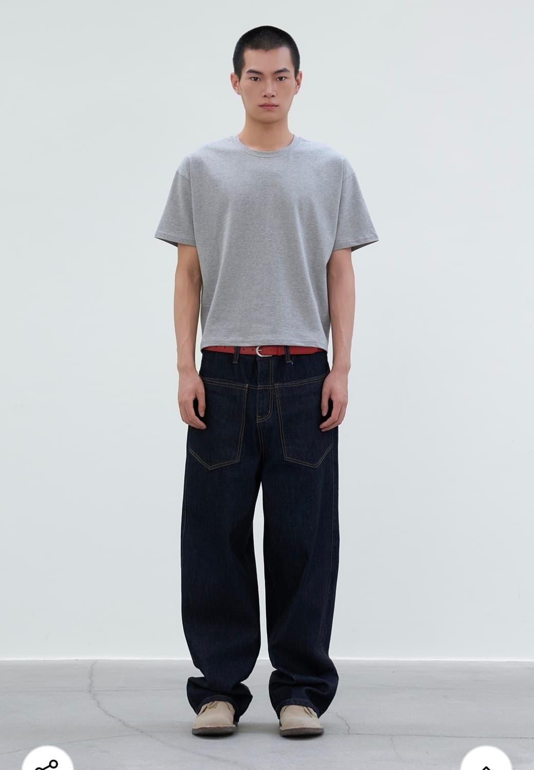 (새상품) 르아르 - 커브드 와이드 생지 데님 팬츠 상품이미지5