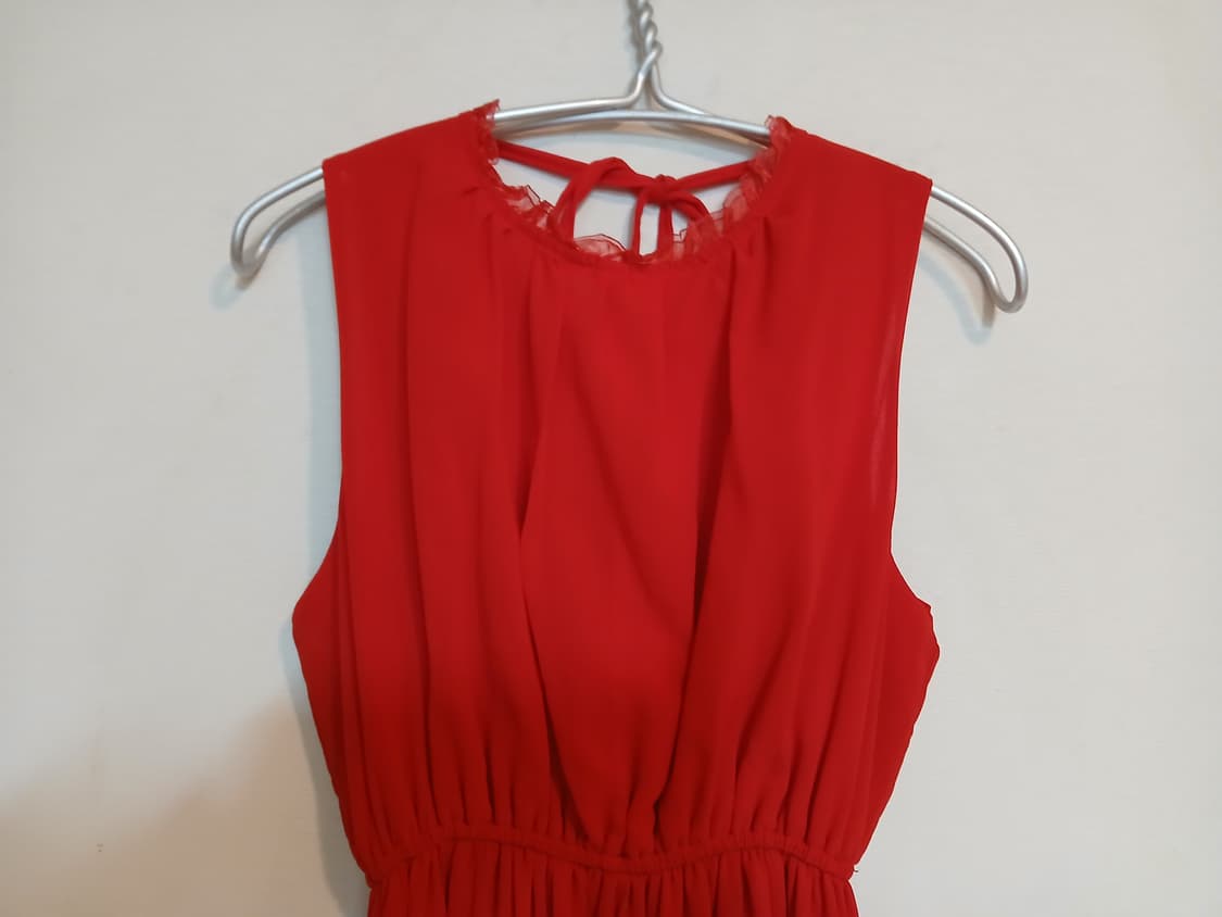 여신 레드 맥시 이브닝 드레스 섹시 홀복 등파임 홀터넥 쉬폰 롱 원피스 상품이미지4