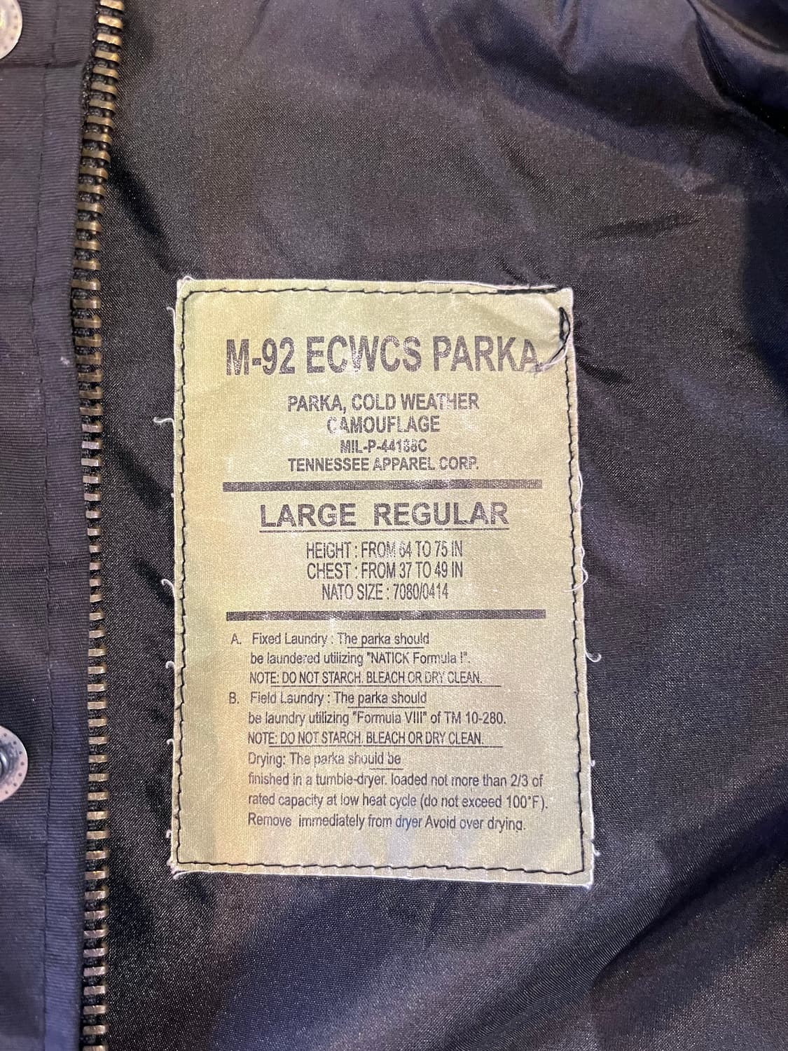 미군 ECWCS M-92 파카 (한국 생산 MIL-SPEC) 상품이미지4