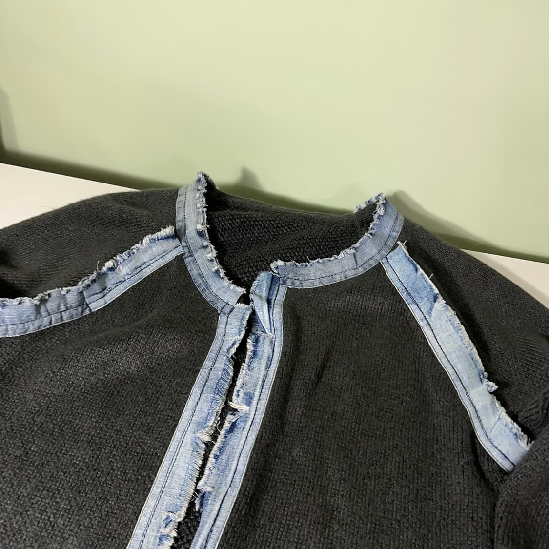 우먼OS 빈티지 챠콜 데님포인트 루즈오버핏 롱 그런지가디건 상품이미지2