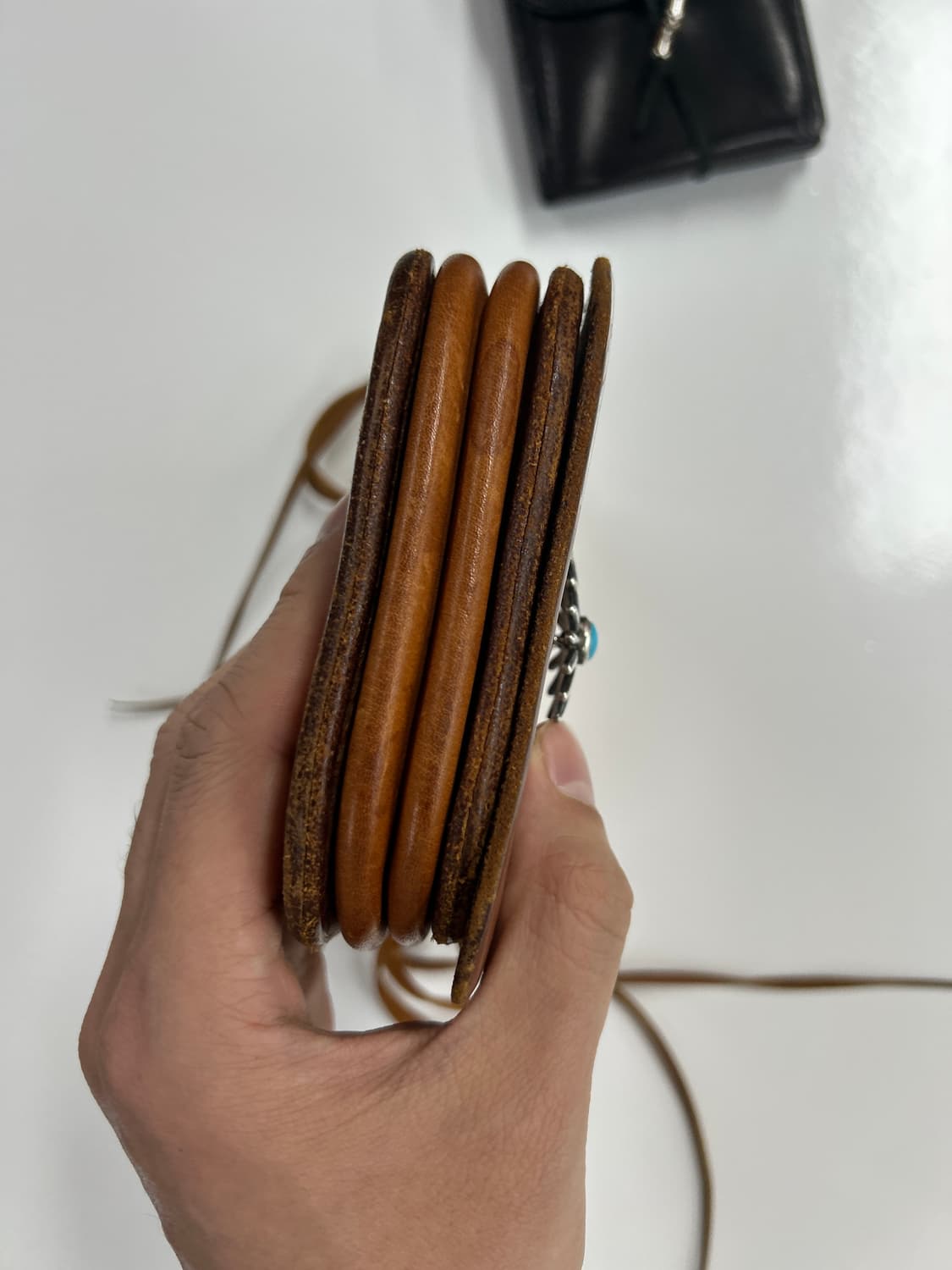 goros 고로스 네츄럴 새들레더 성게 터키석 콘초 웨이스트백 상품이미지9