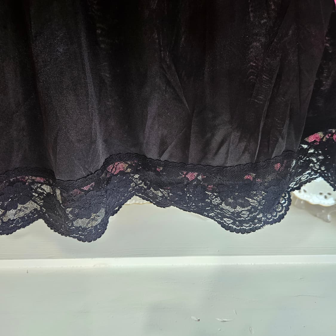 플리츠 블랙 핑크 꽃무늬 미니스커트 상품이미지6