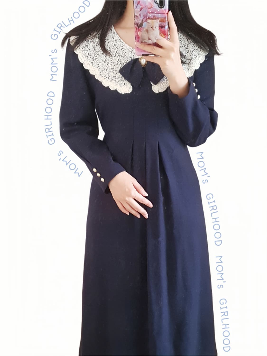 빈티지 모던 클래식 네이비 원피스 상품이미지9