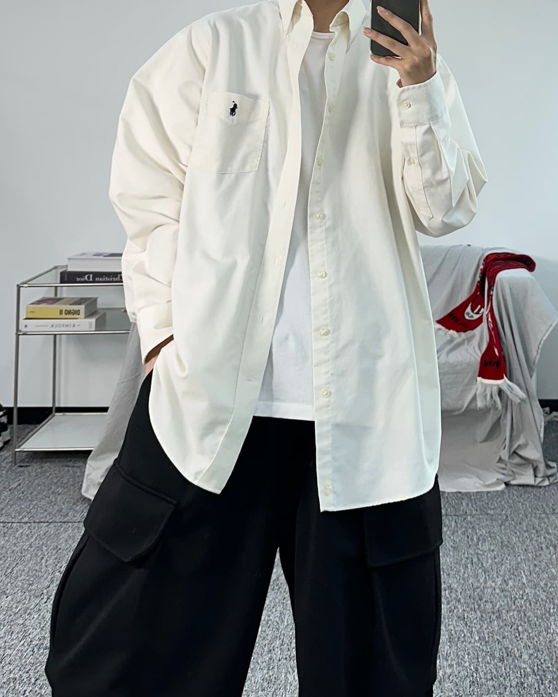 폴로 랄프로렌 화이트 오버핏 셔츠 L 상품이미지4