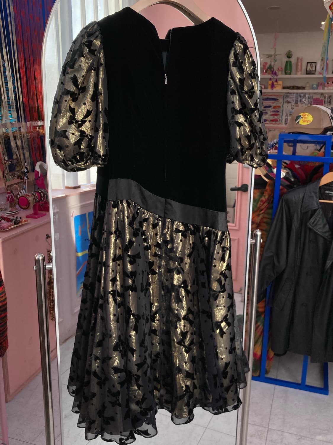 블랙 벨벳 리본 퍼프 원피스 상품이미지5