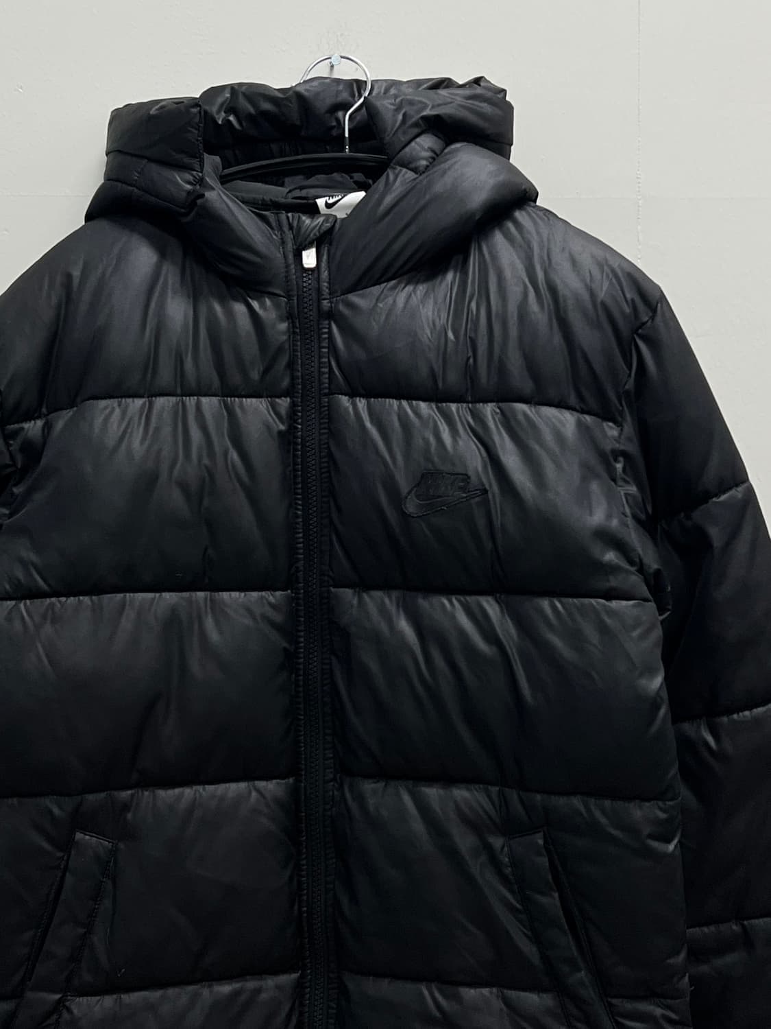 (L) 나이키 NSW 키즈/우먼스 솜 롱패딩 자켓 블랙 상품이미지3