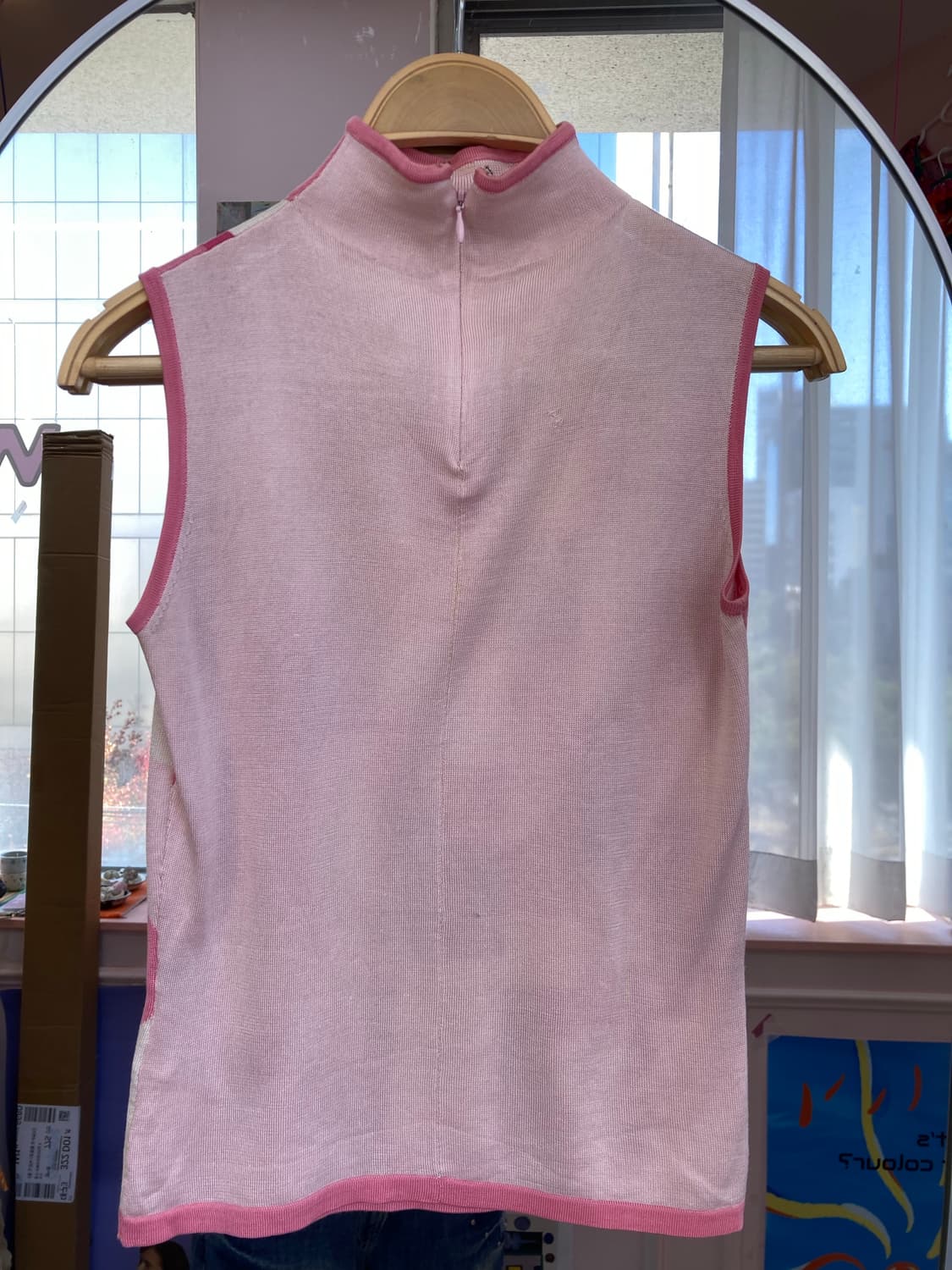 랑방 LANVIN 실크 100% 핑크 패턴 슬리브리스 탑 상품이미지6