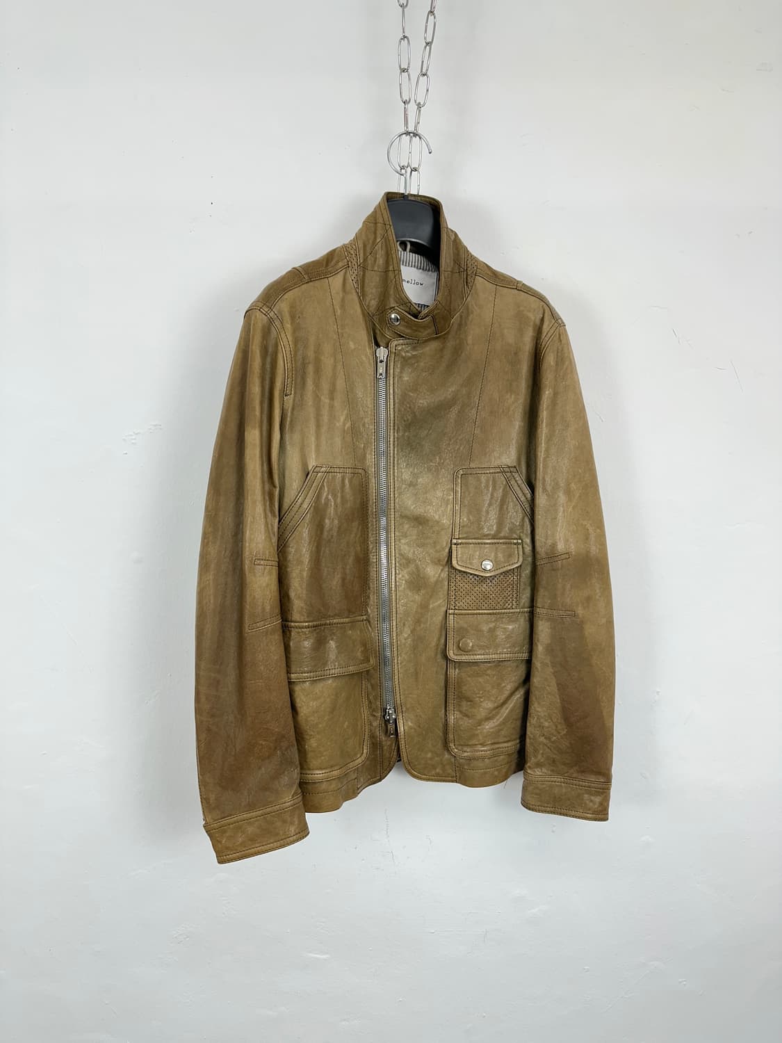 Lambskin Asymmetric Zip Leather Jacket  상품이미지3