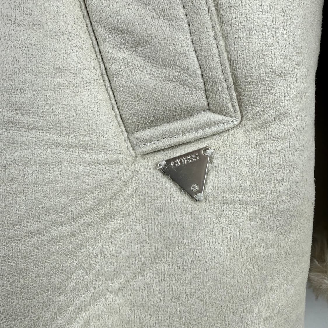 (S) 게스 무스탕 롱 코트 아이보리 상품이미지3