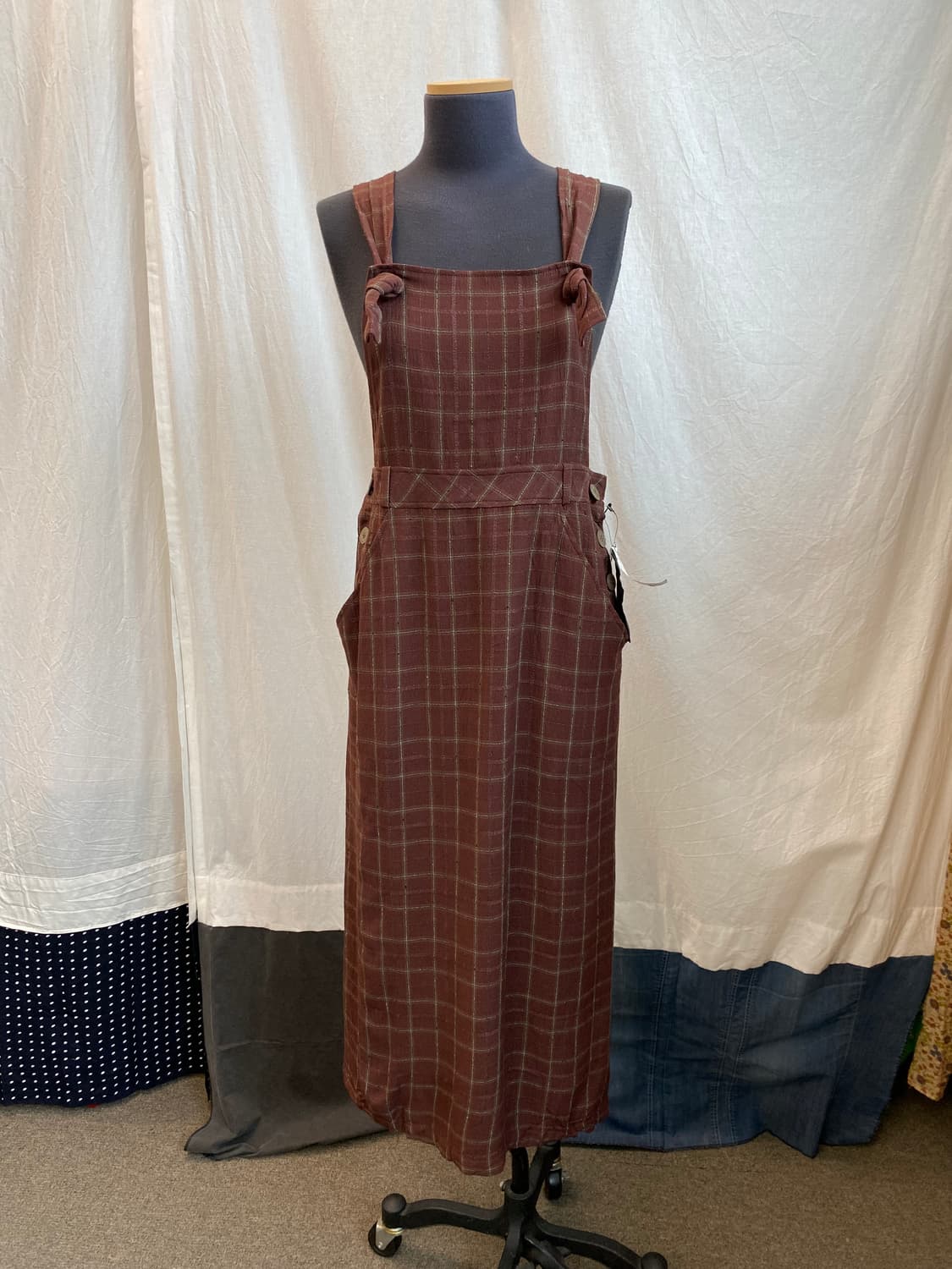 레드브라운 체크 원피스(M/미사용품) 상품이미지1