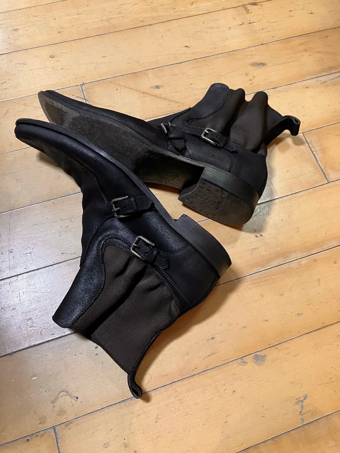 D&G 90s 돌체앤가바나 워시드 가공 롱노즈 더블 버클 부츠 280 상품이미지4