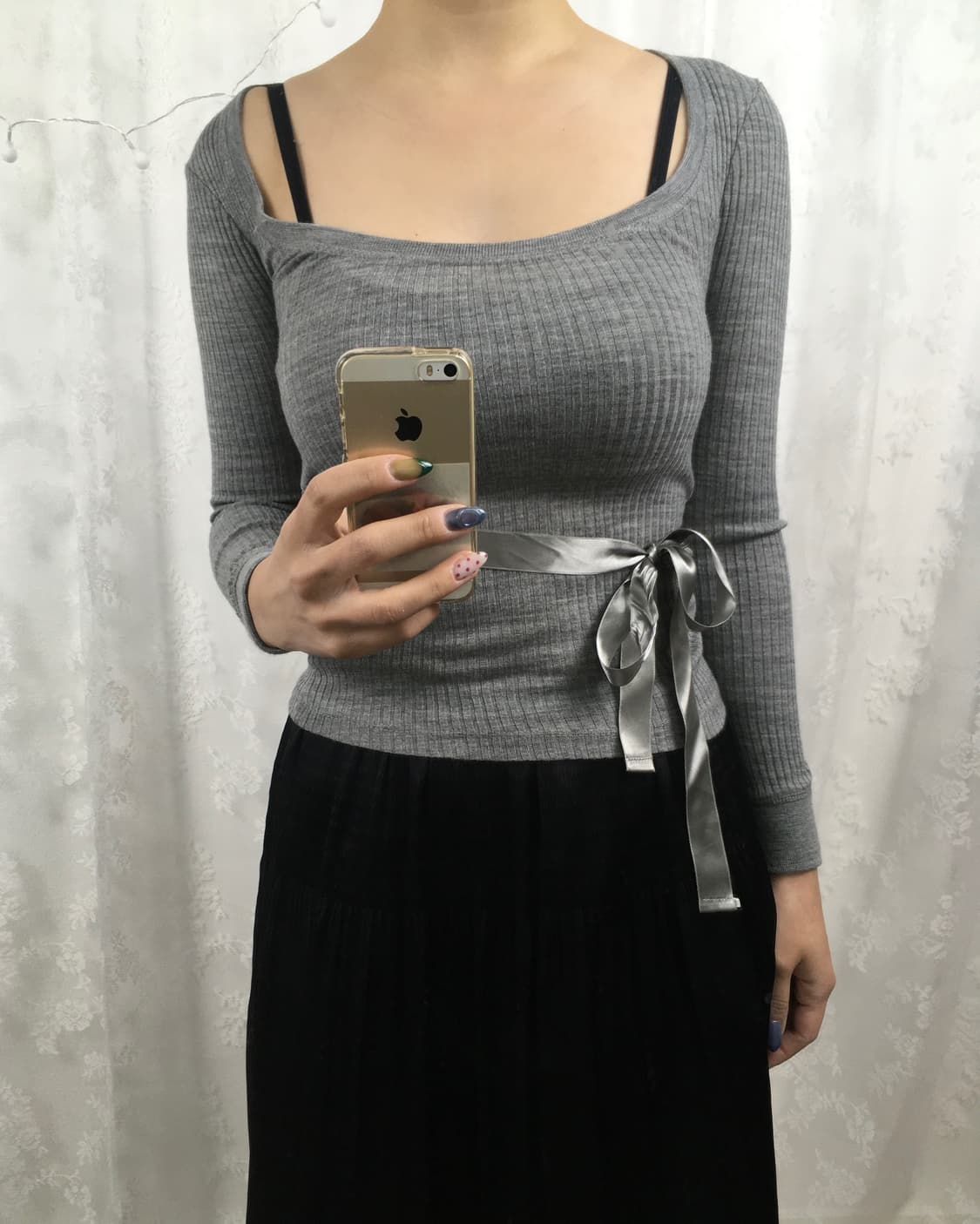 Silver Ribbon Slim Rib Top 상품이미지6