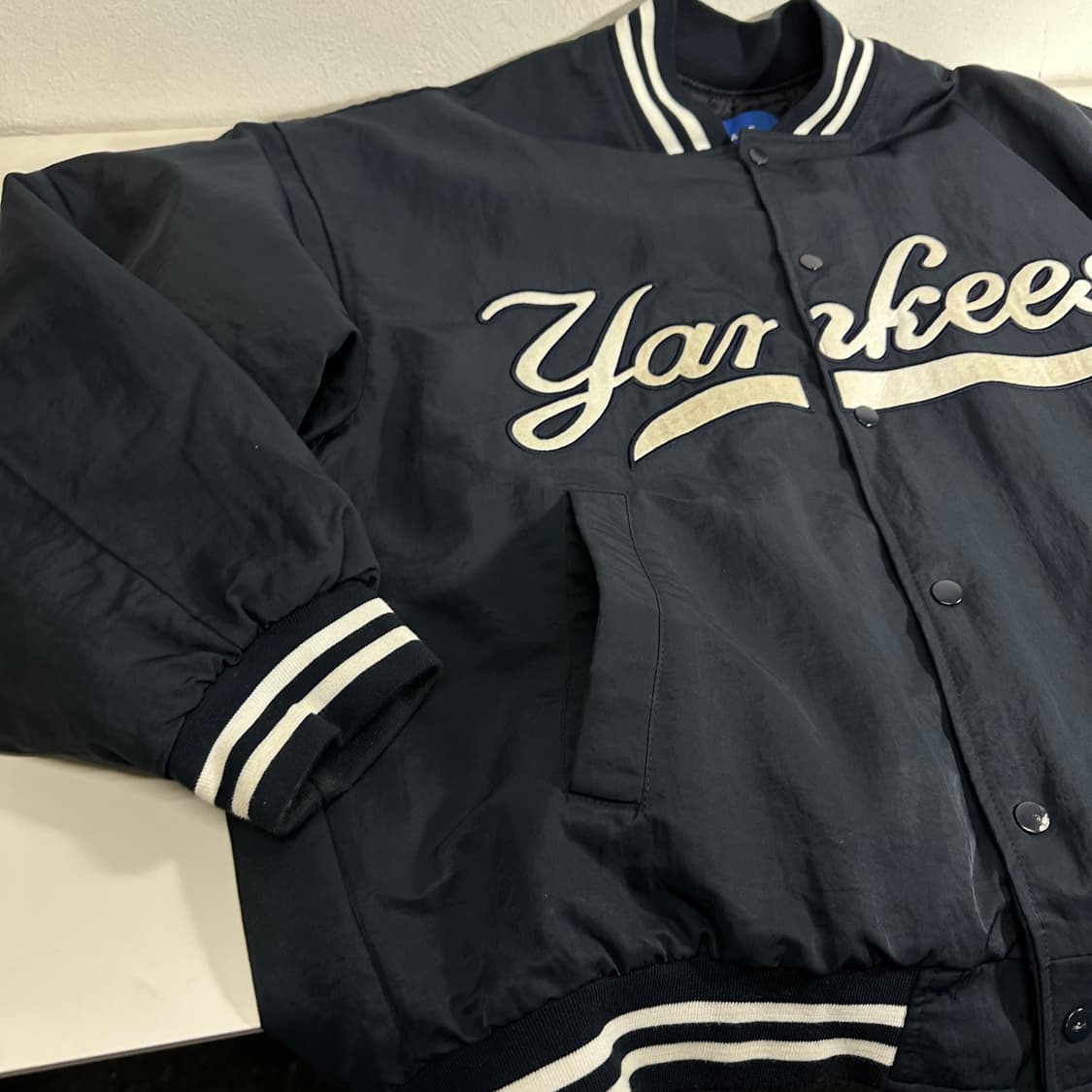 FREE VTG 다크네이비 MLB 뉴욕양키즈 야구점퍼 바시티자켓 상품이미지3
