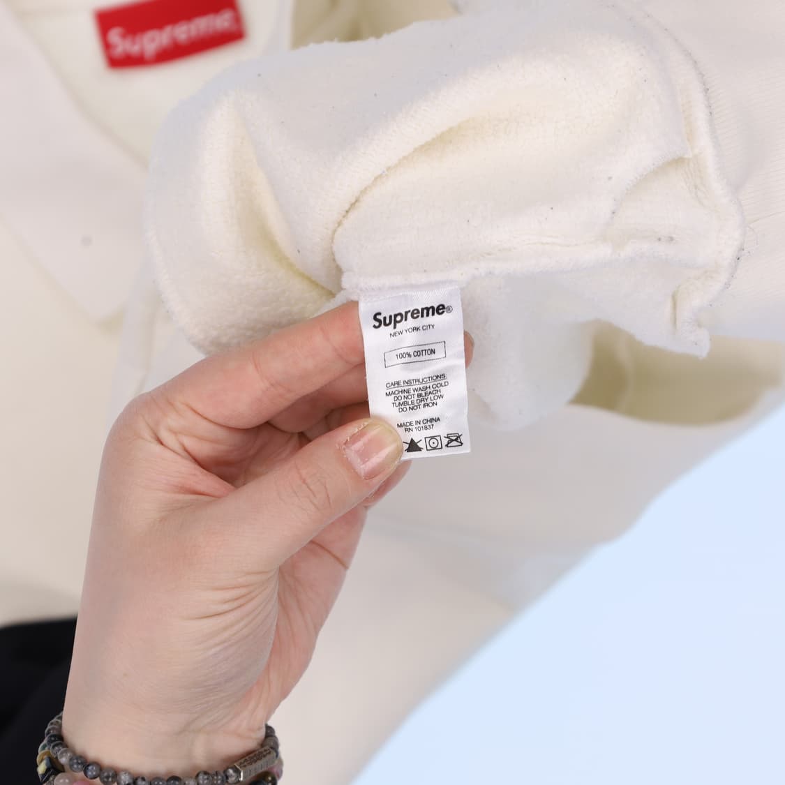 L 슈프림 그루넥 화이트 맨투맨 N7562 상품이미지5