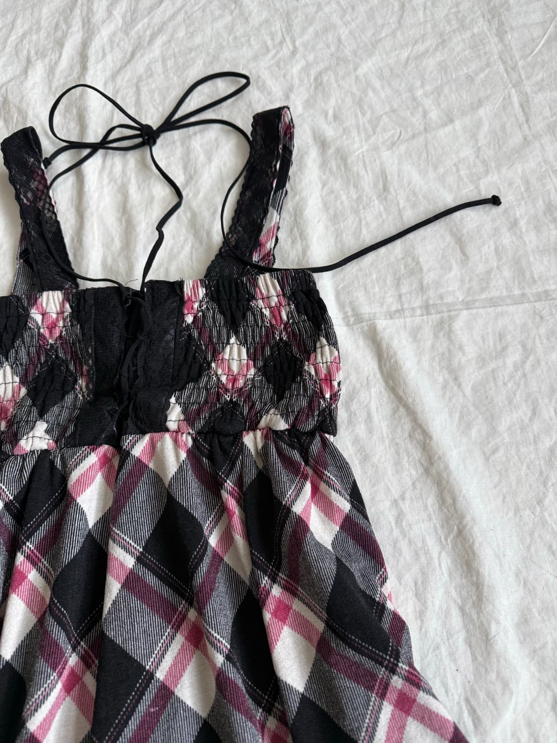 체리핑크 캐캐체 체크 미니 원피스 상품이미지4