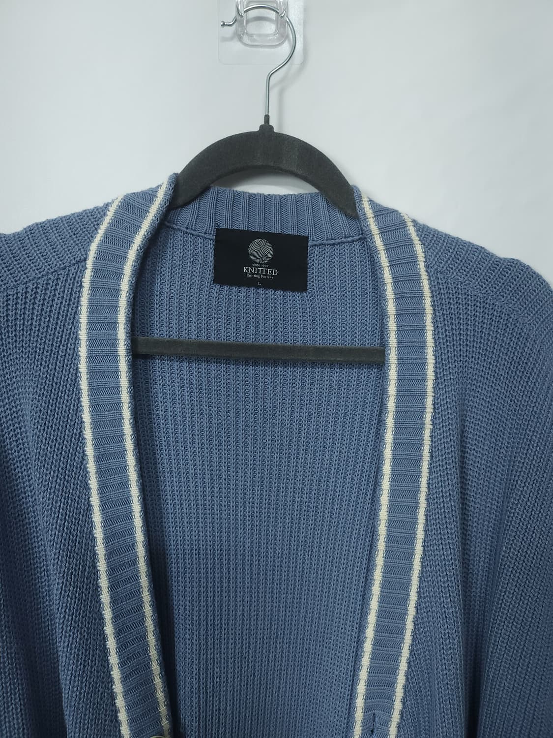 니티드 스카이블루 소프트니트 배색 가디건 100 L 새제품 새제품 상품이미지4