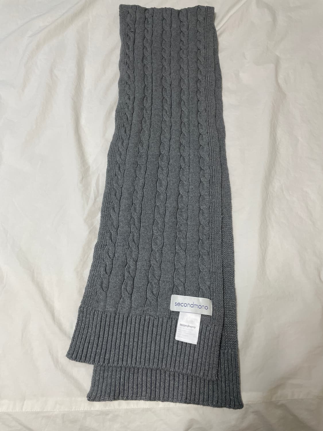 세컨모놀로그 헤비웨이트 키홀 케이블 코튼 머플러 그레이* 상품이미지2