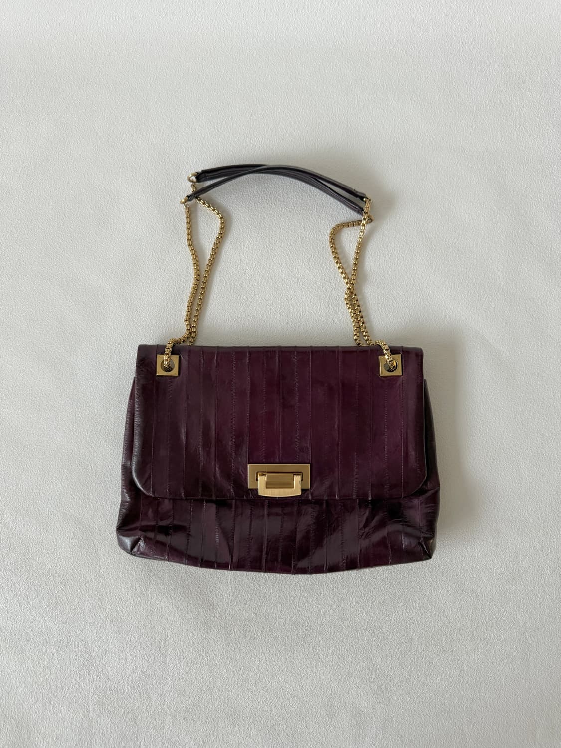 Pre owned 가오리 레더 체인 숄더백 상품이미지1