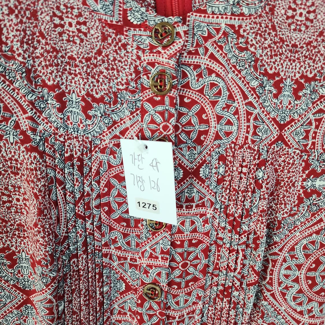 에트디자인 레드 패턴 롱 원피스 상품이미지8