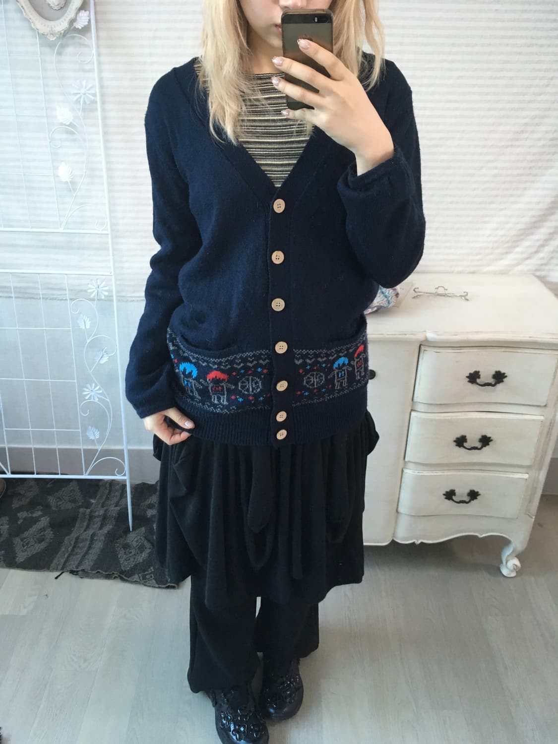 earth 너드 모리 네이비 가디건 상품이미지1