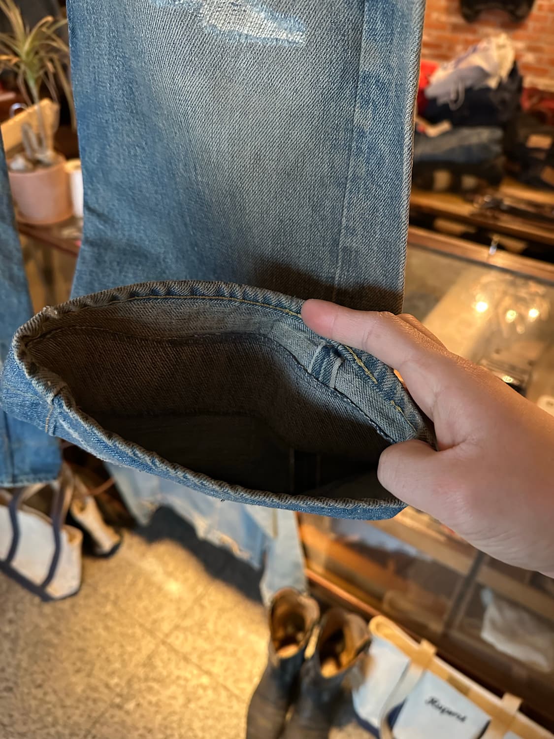 70s USA 빈티지 리바이스 501 6전기 셀비지 데님 팬츠 상품이미지4