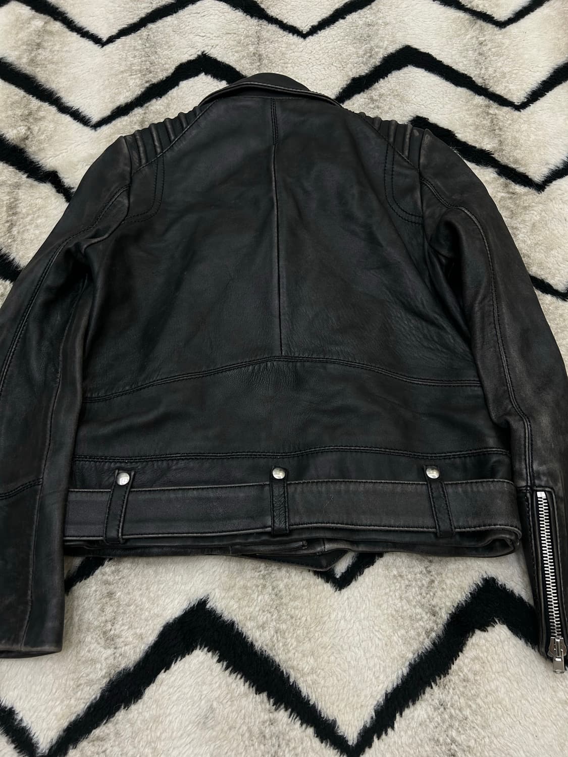 [XS]더 쿠플스 램스킨 가죽 워싱 바이커 자켓/블랙 상품이미지4