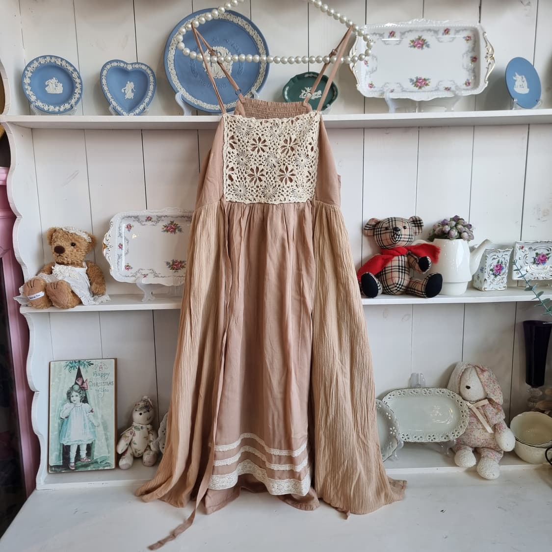 Crisp(크리스프) 내추럴 레이스 레이어드 원피스 상품이미지2