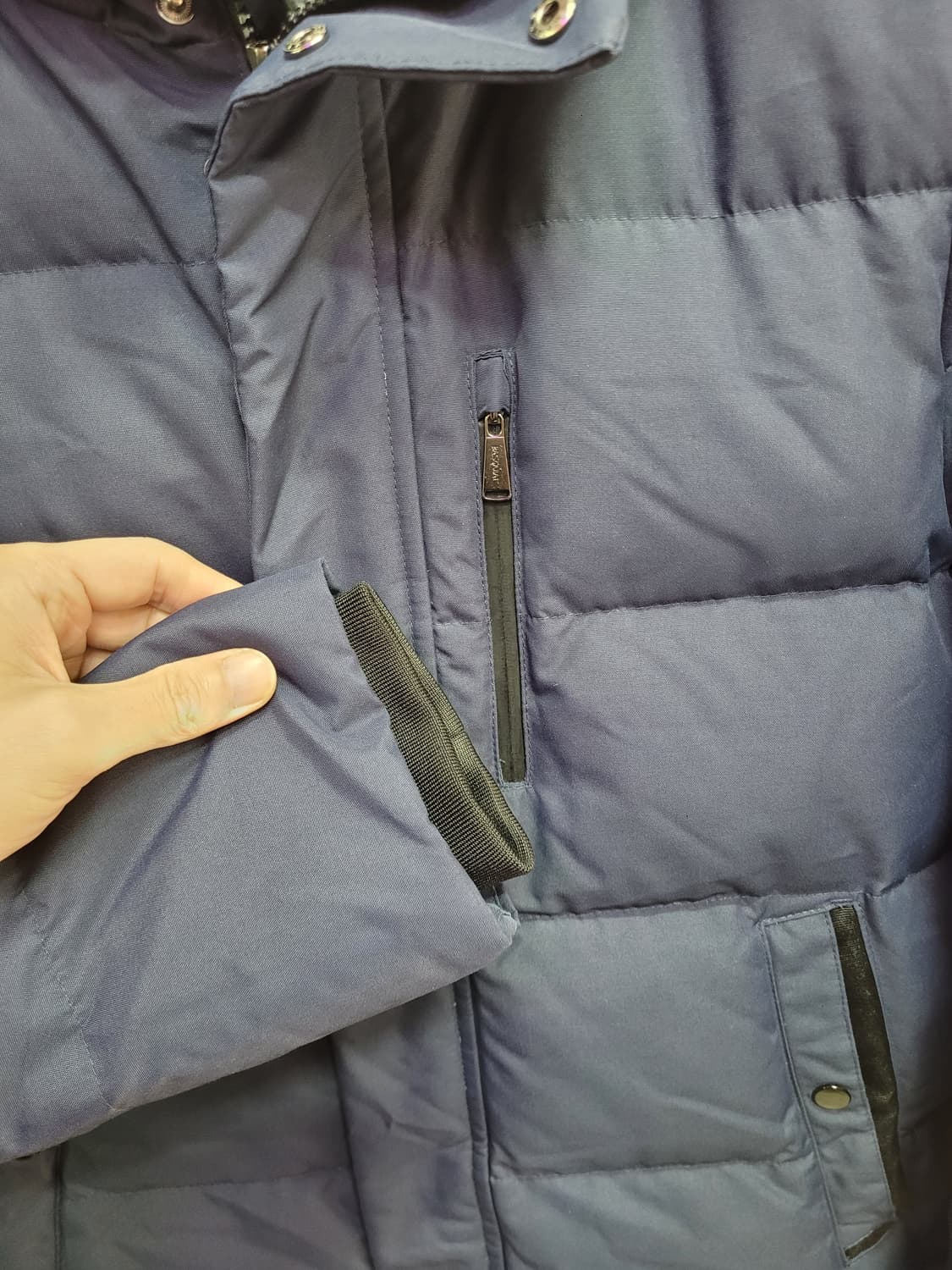 BASQUIAT 바스키아 네이비 롱 패딩 오리털 퍼 분리형 상품이미지3