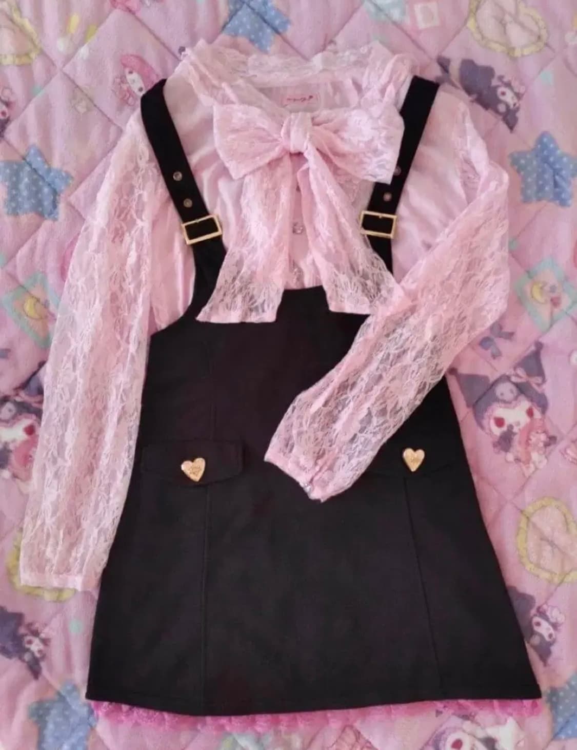 마즈 MA*RS 레이스리본 블라우스 멜빵 스커트 셋업 오네갸루 상품이미지1