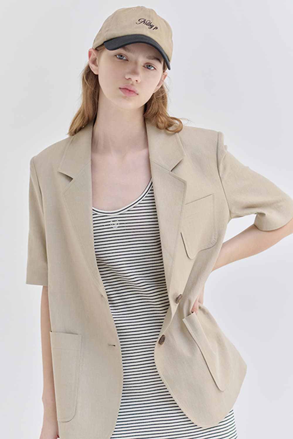 NILBY P 닐바이피 25MN 린넨 하프 슬리즈 자켓[32] 상품이미지1