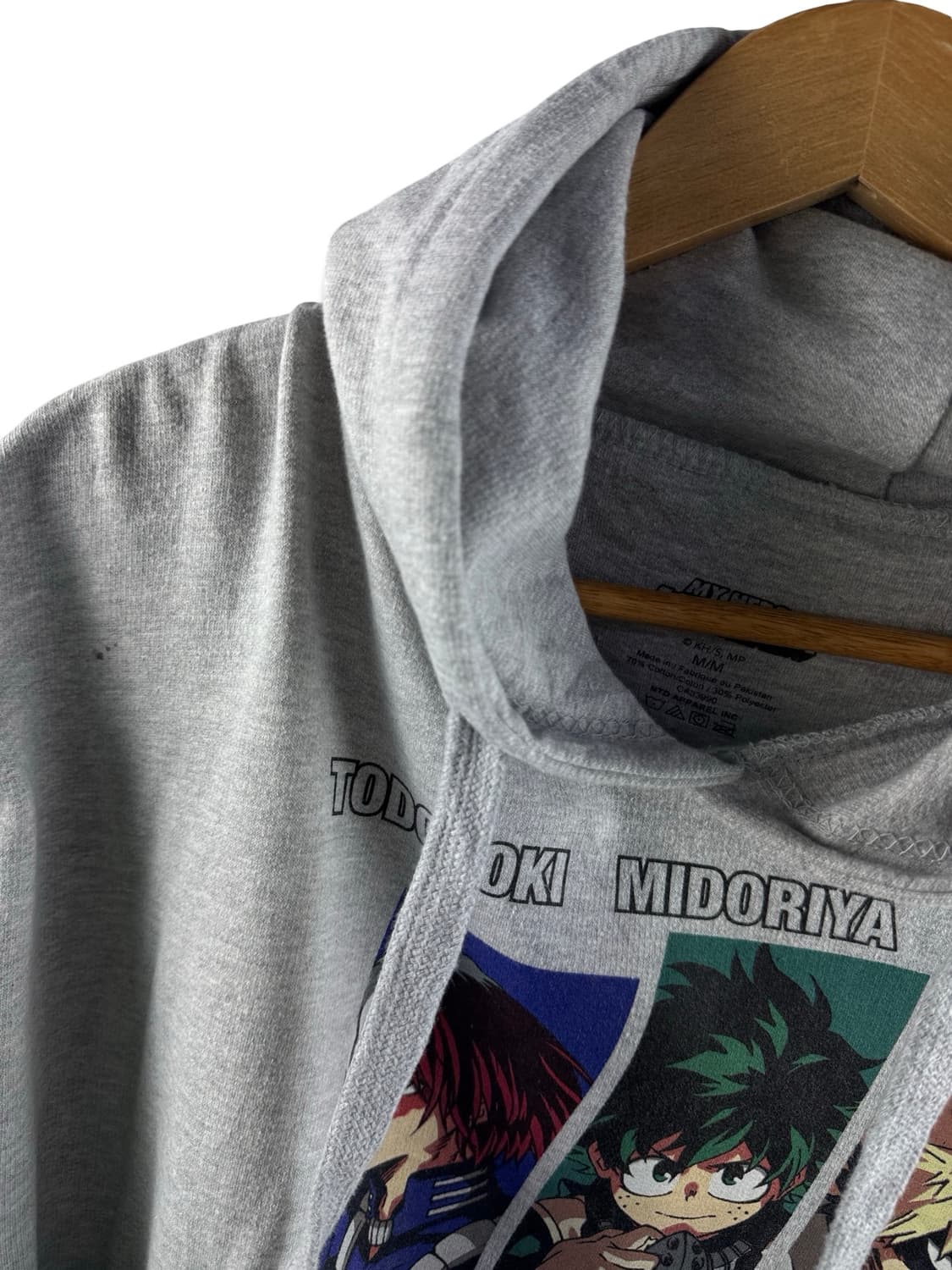 나의히어로 아카데미아 그레이 프린팅 후드티2505 상품이미지4