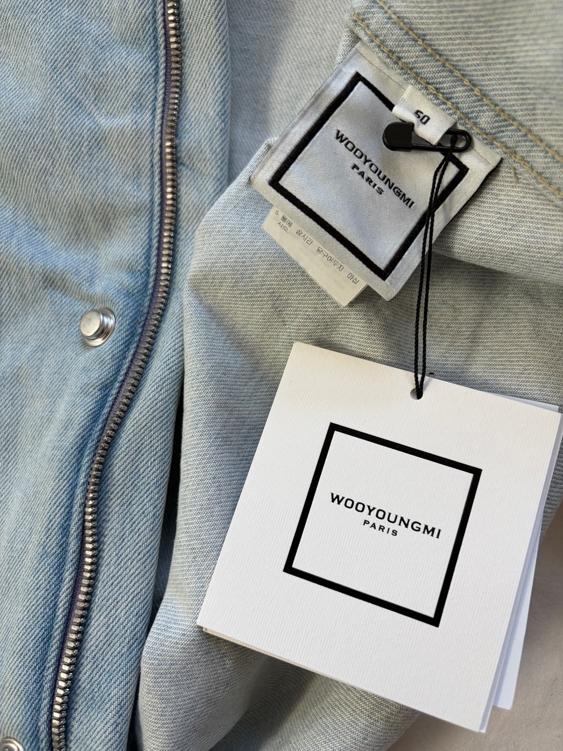 우영미 23ss 하이넥 연청 데님 자켓 블루종 MA-1 봄버  WOOYO 상품이미지2