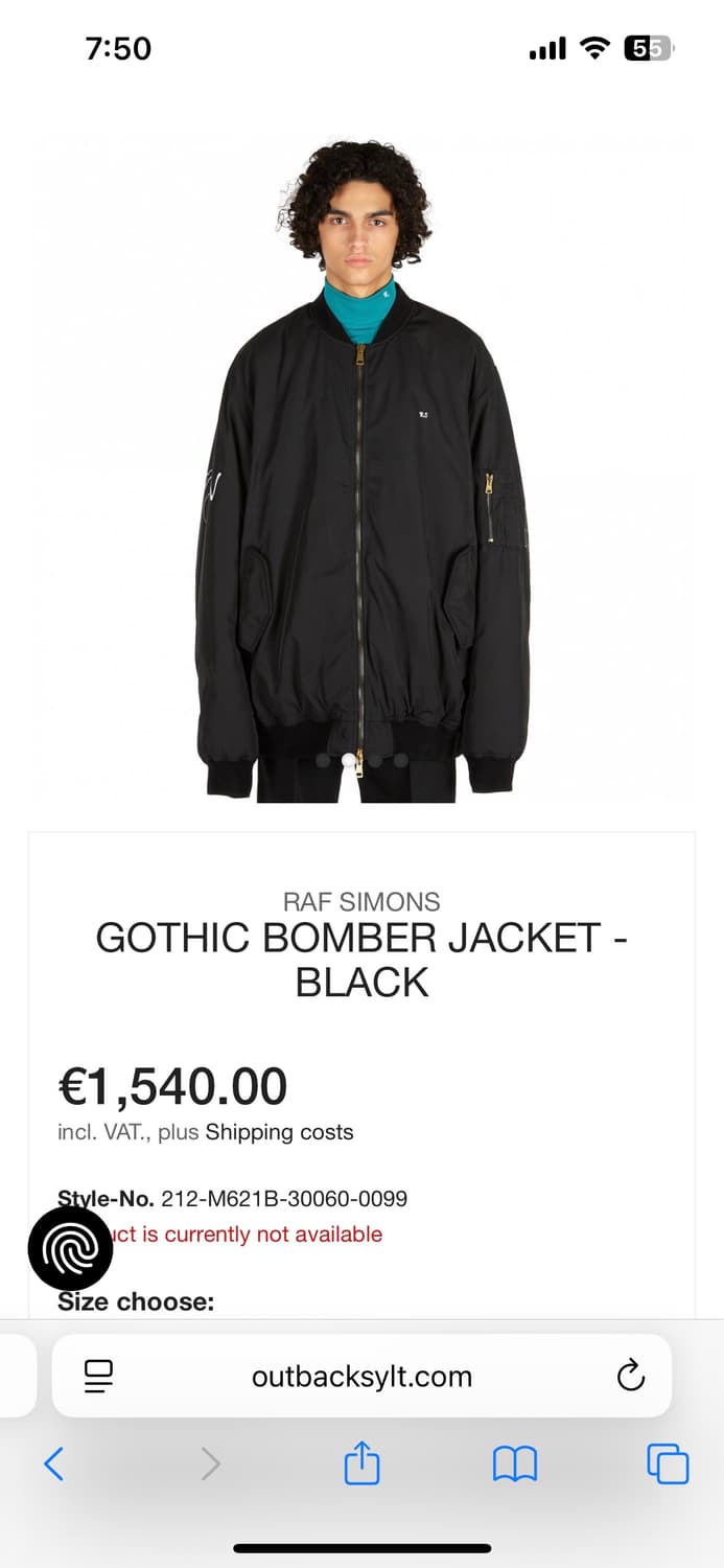 라프시몬스 고딕 오버사이즈 봄버 자켓 46 사이즈 상품이미지2