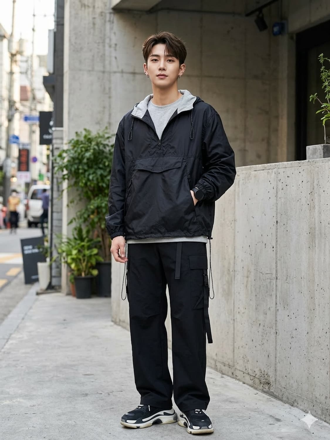 아비렉스(AVIREX) 나일론 하프집업 아노락 블랙 상품이미지1