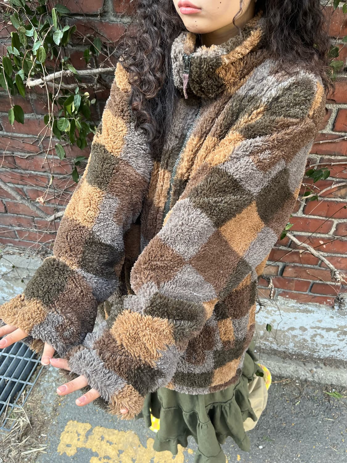 drugstores 체크 패턴 플리스 집업 아우터 상품이미지4