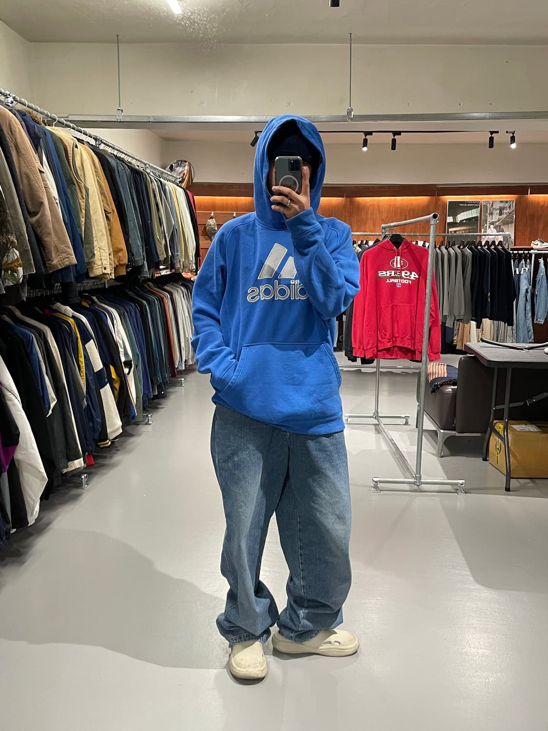 90‘s 아디다스 올드스쿨 빅로고 후드 티셔츠   상품이미지5