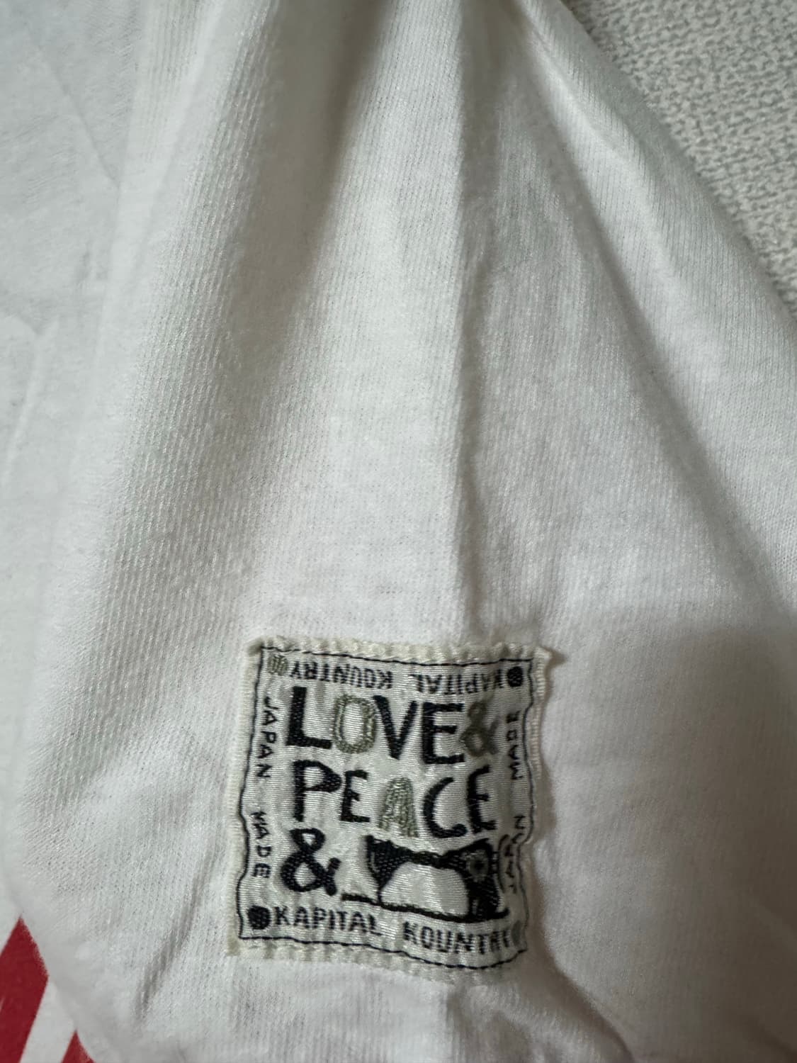 캐피탈 20 데님 다이드 Pt 저지 링거 티셔츠 화이트 레드 상품이미지3