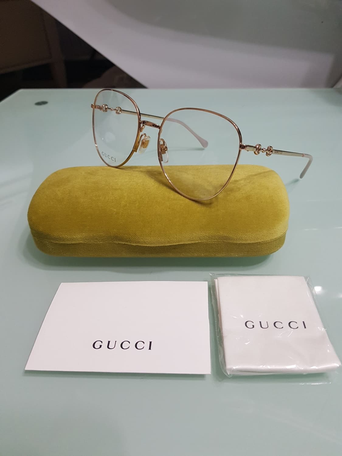 새상품 풀구성)구찌 홀스빗 샴페인골드 남녀안경테 상품이미지4