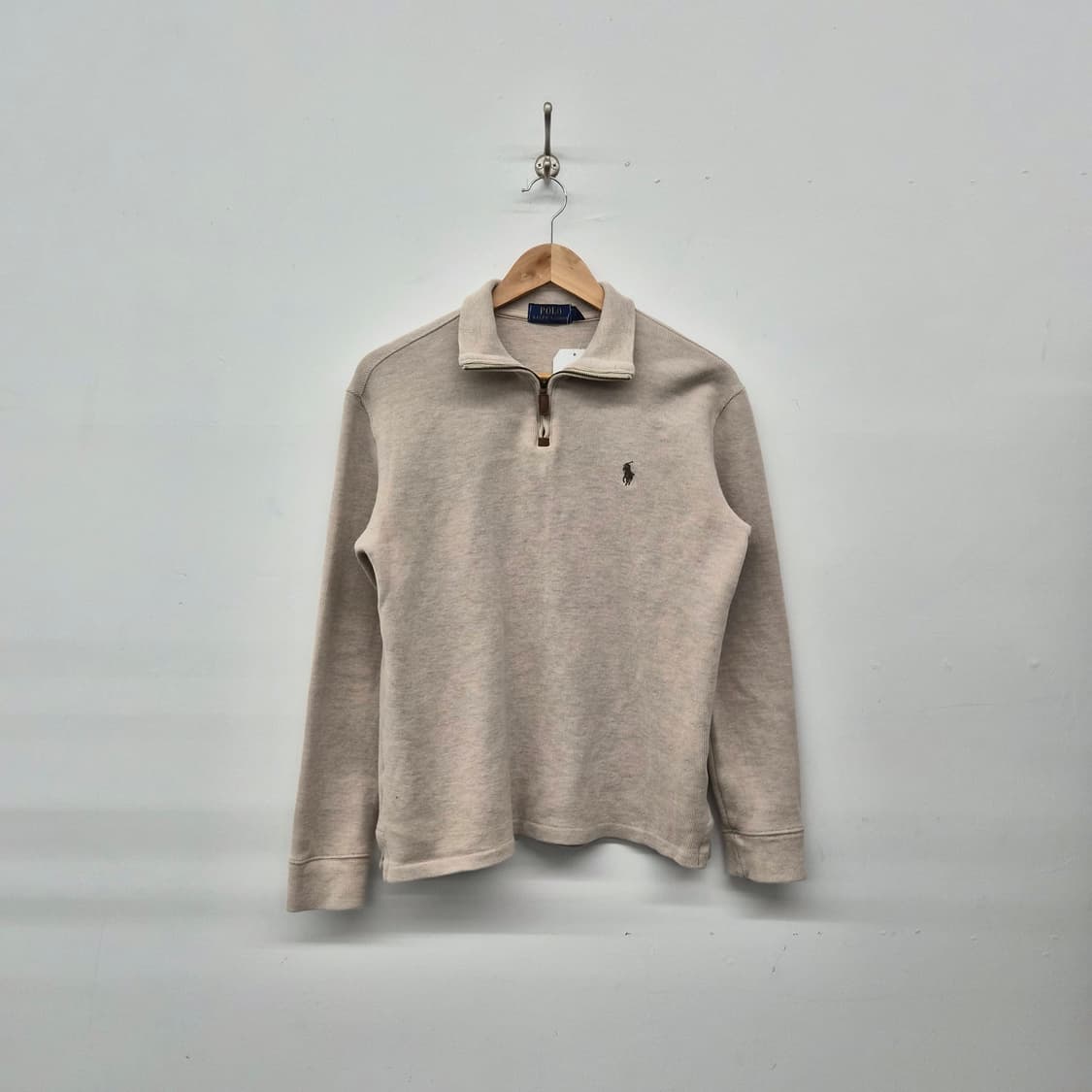 폴로 랄프로렌 오트밀 베이지색 코튼 하프 니트 집업 남성 S 상품이미지1