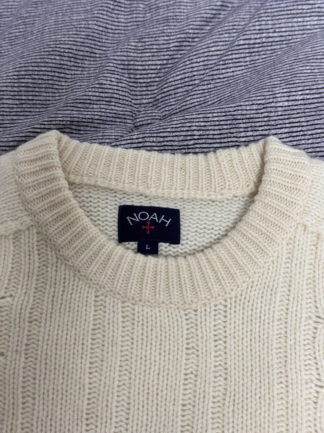 노아 Noah 아가일 케이블 니트 L Cream 상품이미지4
