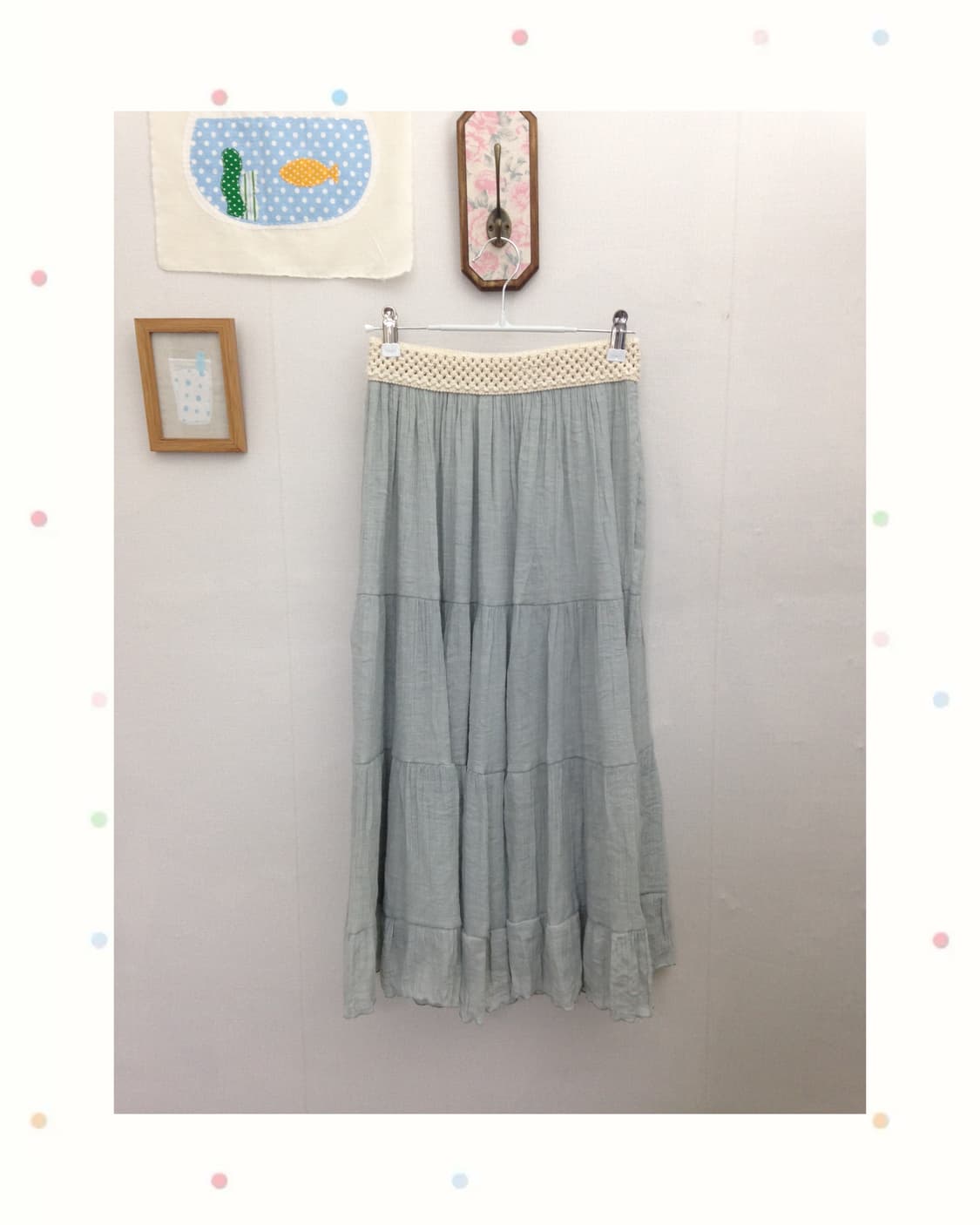 민트 크로쉐 롱 스커트 상품이미지1