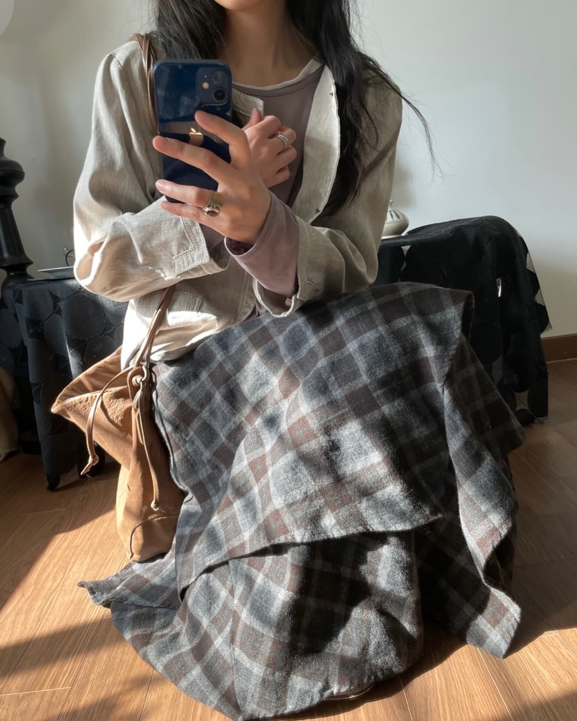 check layered skirt 상품이미지2