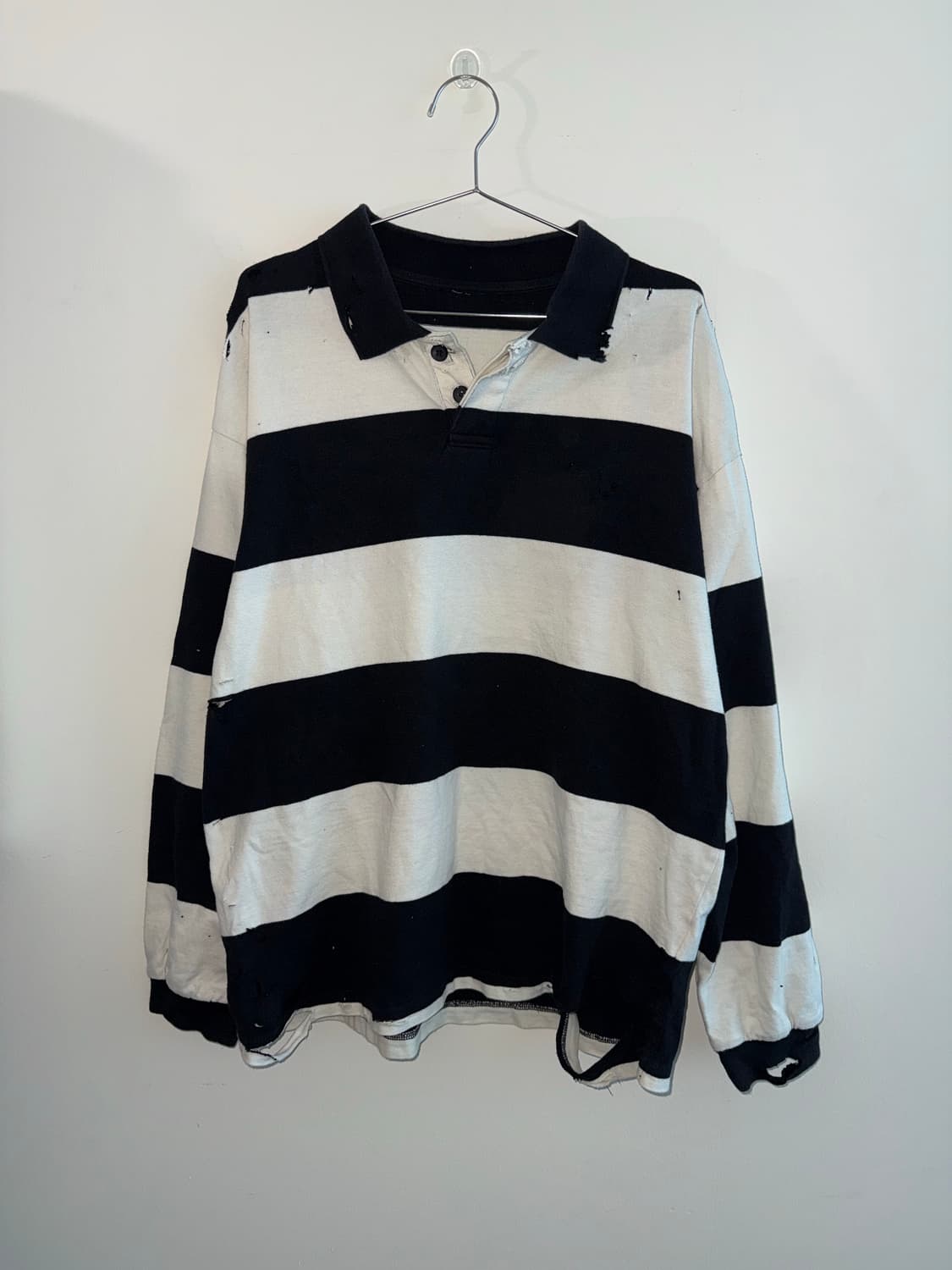 빈티지 디스트레스드  데미지 단가라 긴팔 상품이미지2