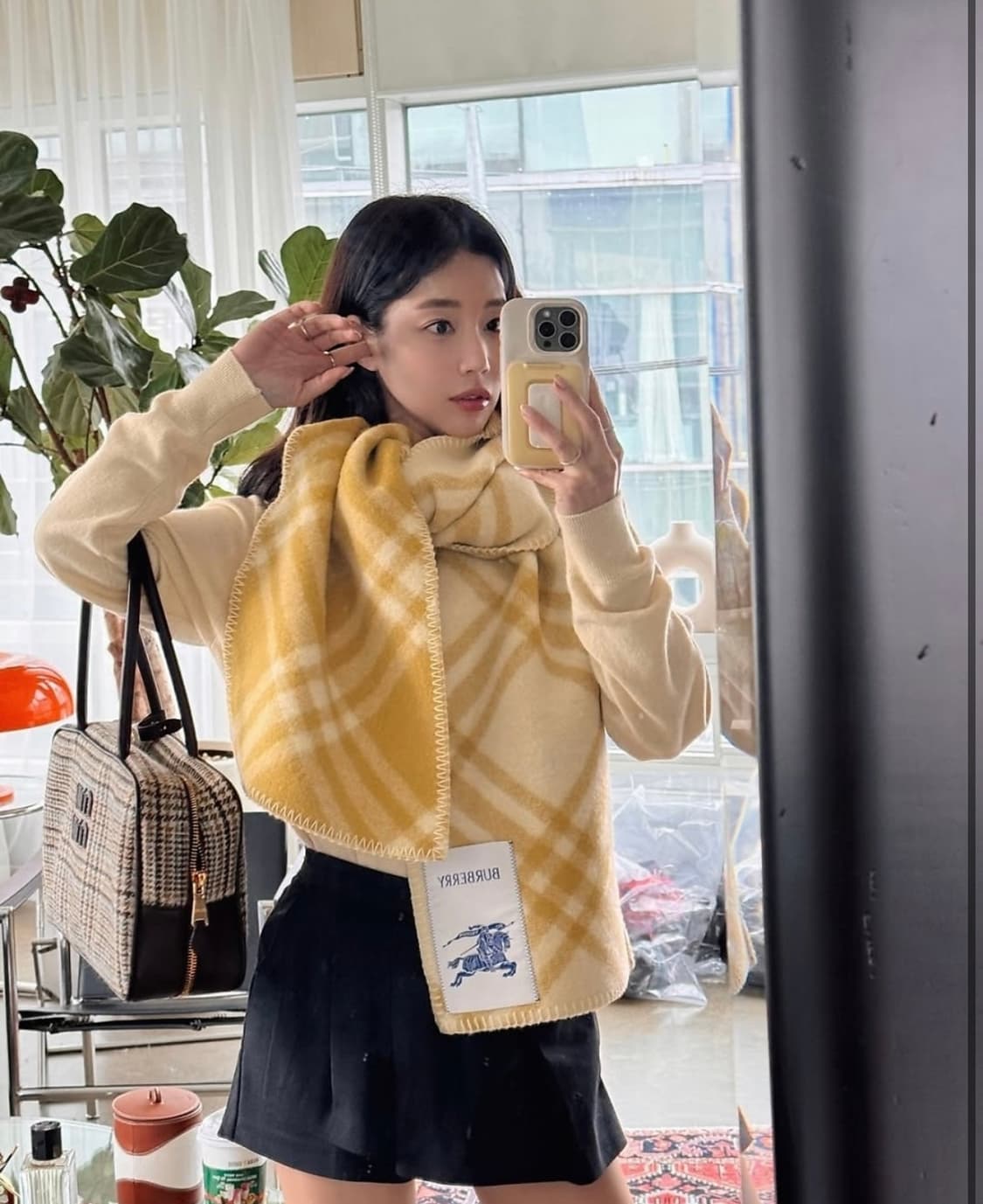 버버리 옐로우 체크 울머플러 남여공용 상품이미지6