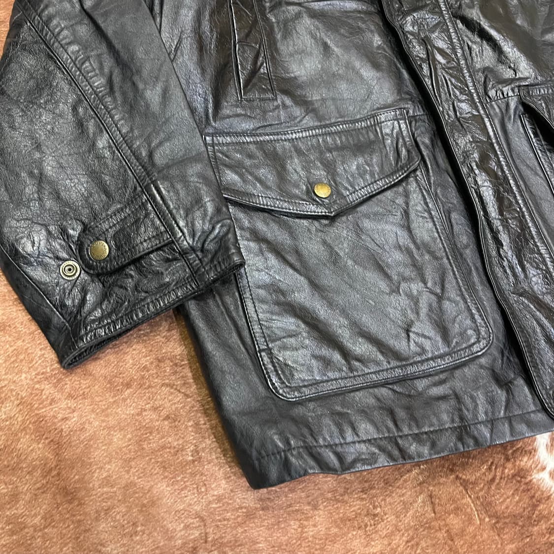 Vintage D'HOMME 양가죽 레더 카코트 상품이미지3