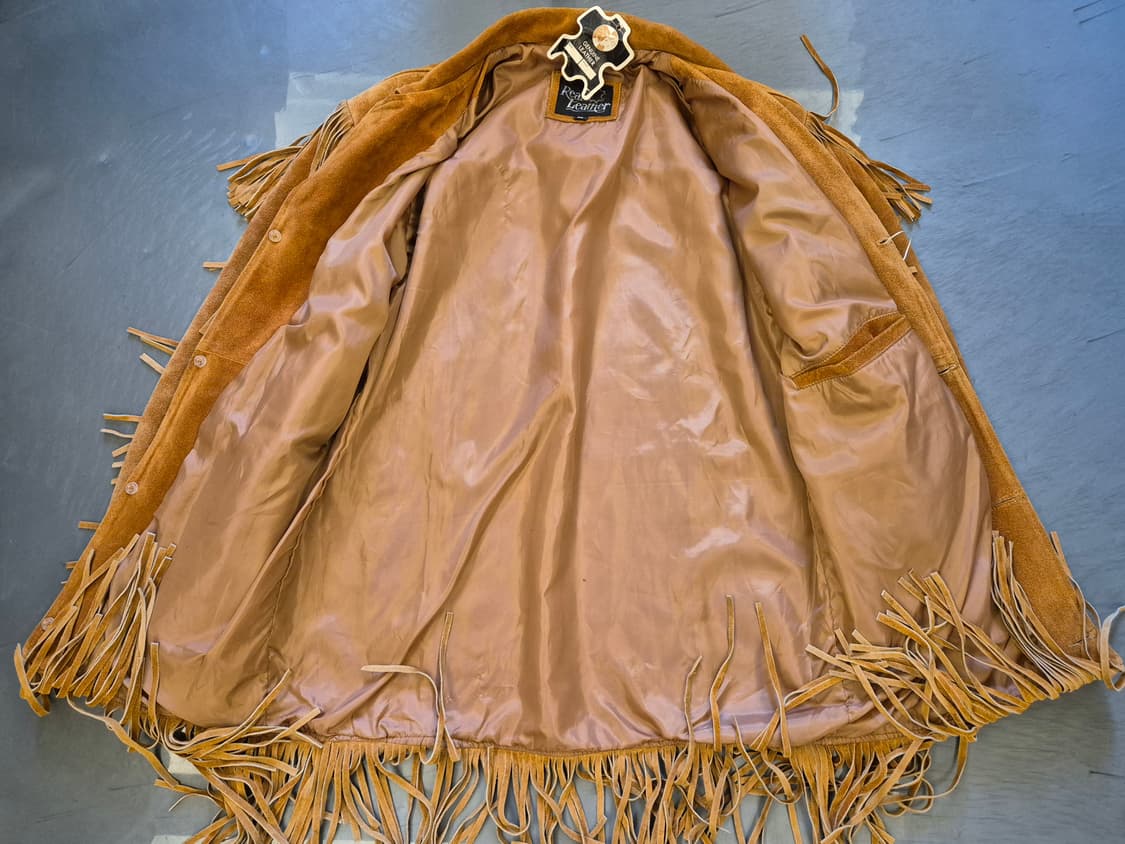 90s Real Leather 스웨이드 프린지 자켓 상품이미지3