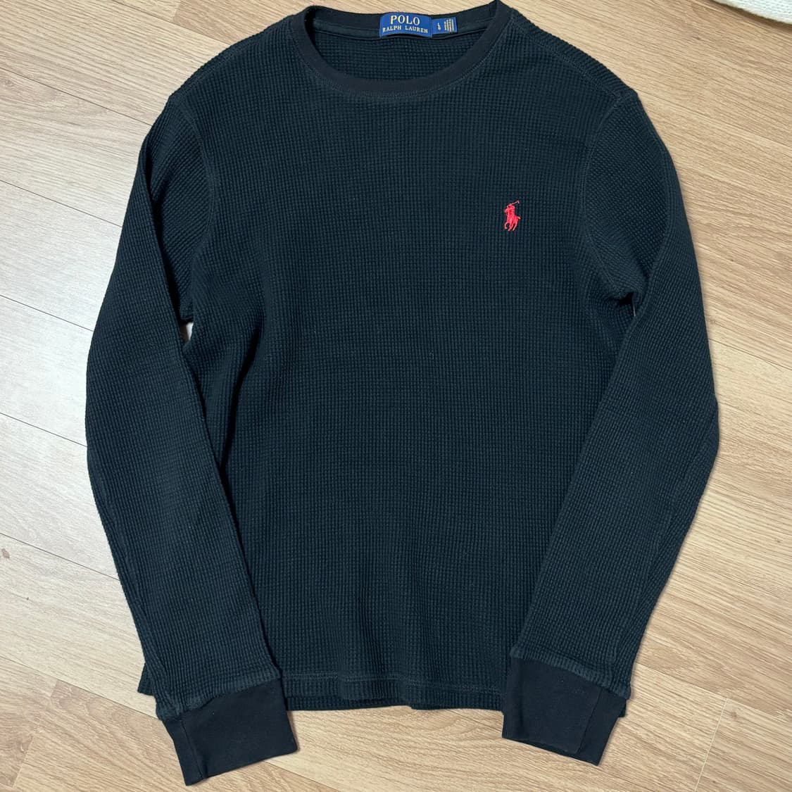 폴로 폴로랄프로렌 블랙 와플 면 티셔츠 롱슬리브 상품이미지1