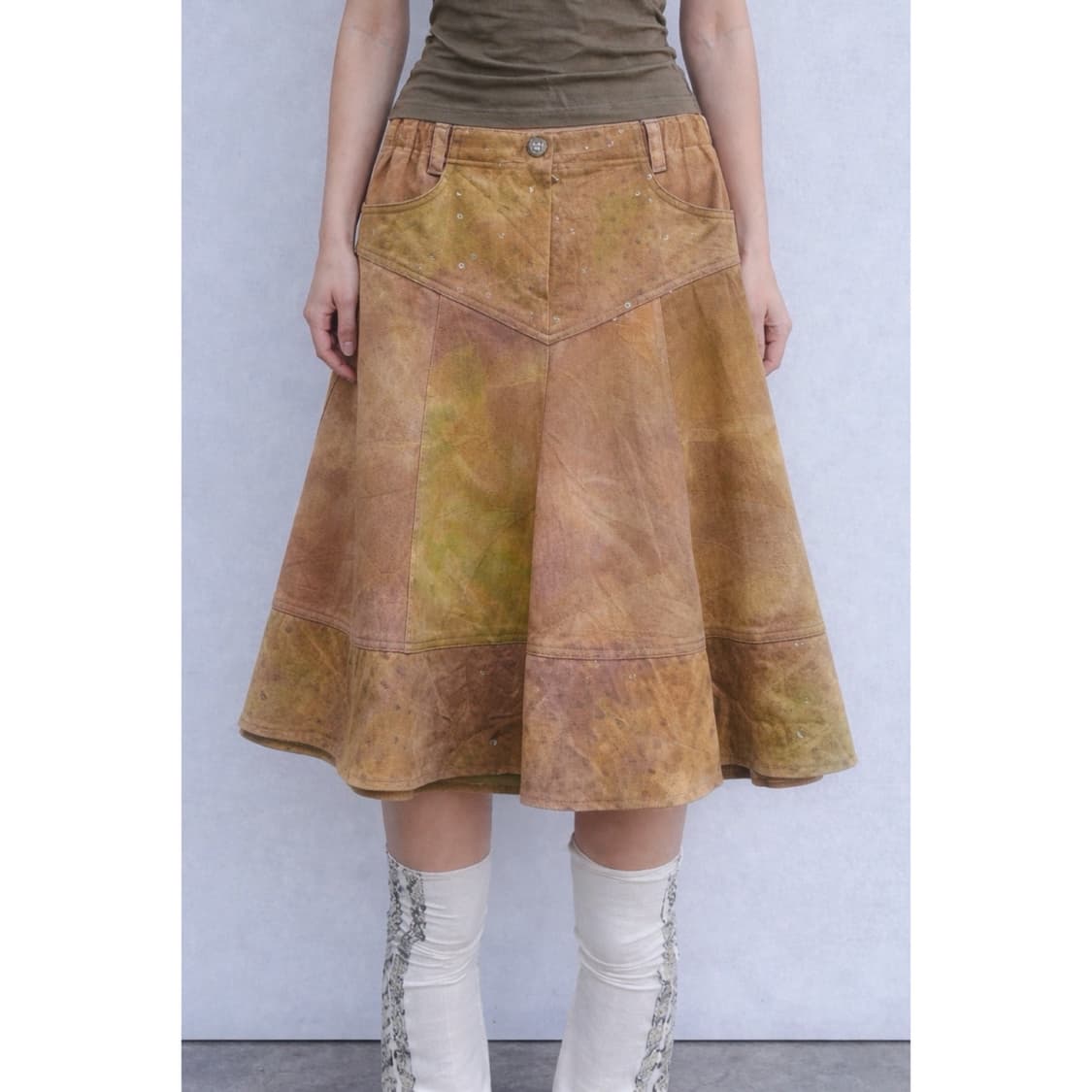 노을 빛 하늘 미디 스커트 상품이미지1