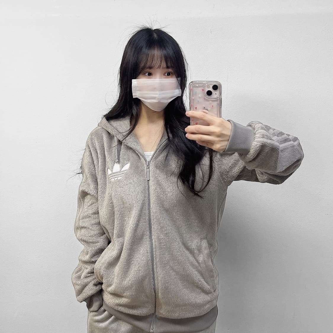 아디다스 파이어버드 쉐르파 후드집업 그레이 상품이미지1