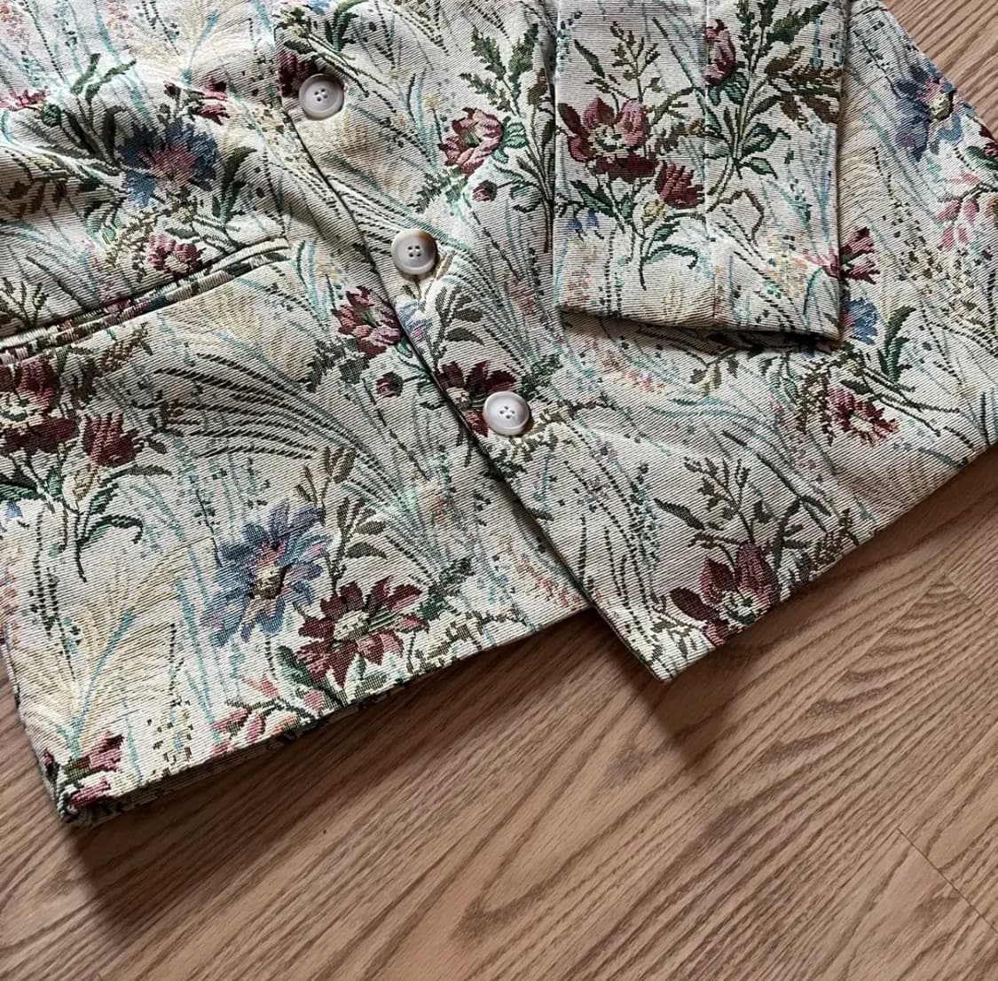 [NONE] 수입의류 플로럴 패턴 언발 카라리스 자켓 상품이미지4